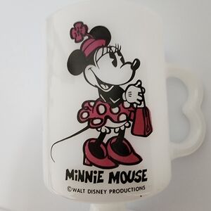 Vintage  Walt Disney Minnie Mouse Cup Milk Glass  Coffee Cup
